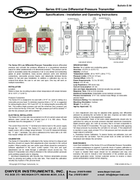 Thumbnail of document Manual - 610 Low Differential Pressure Transmitter